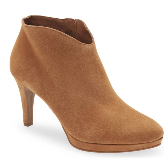 Paul Green Elle Suede Leather Heel Pointed Ankle Fall Boots Tan Brown sz 3.5 NWT - Picture 2 of 13